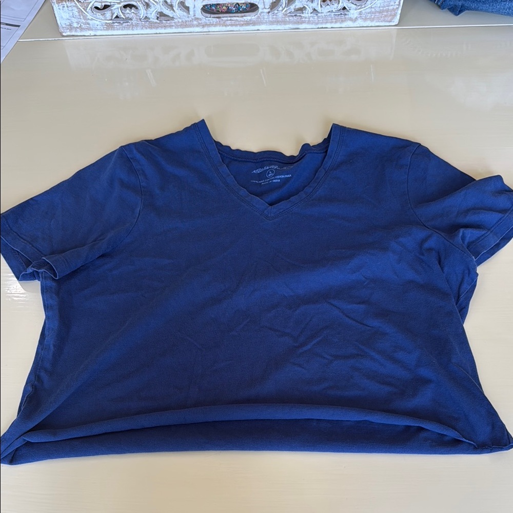 Women's Blue V-Neck Top